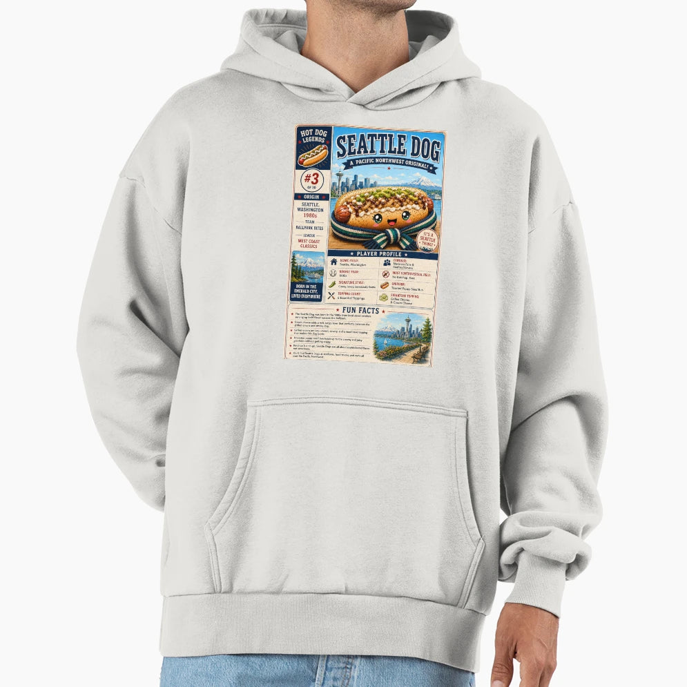 Hotdog Heros Seattle Dog Hoodie - Novelty Apparel Unisex - T-Shirt, Sweatshirt, Hoodie