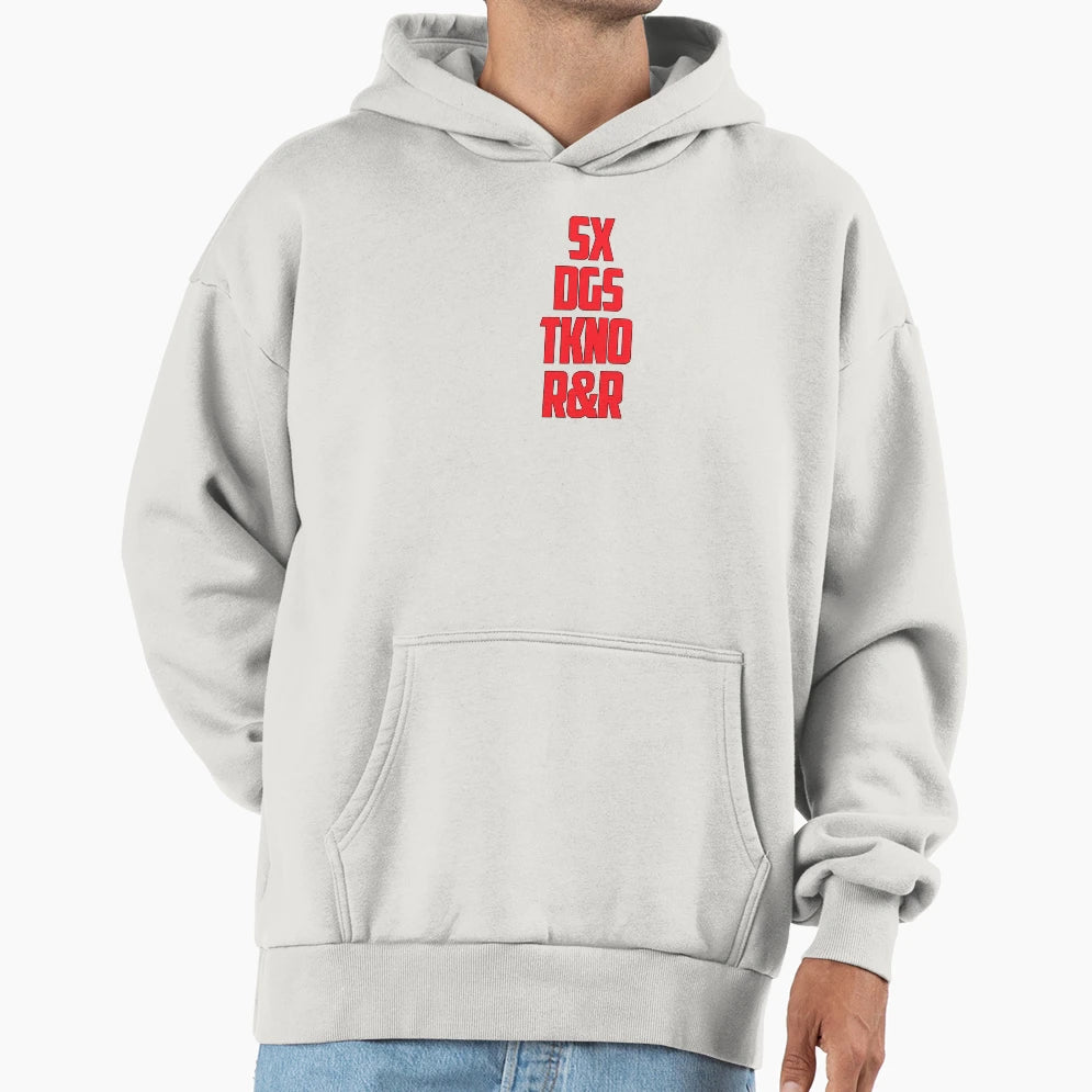 Sex Drugs Techno Rock And Roll Hoodie - Graphic Print Men Women - T-Shirt, Sweatshirt, Hoodie