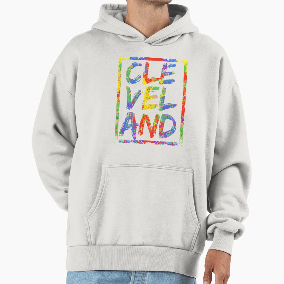 Cleveland 3 Level Rectangle Paint Hoodie - Casual Everyday Wear Unisex - T-Shirt, Sweatshirt, Hoodie