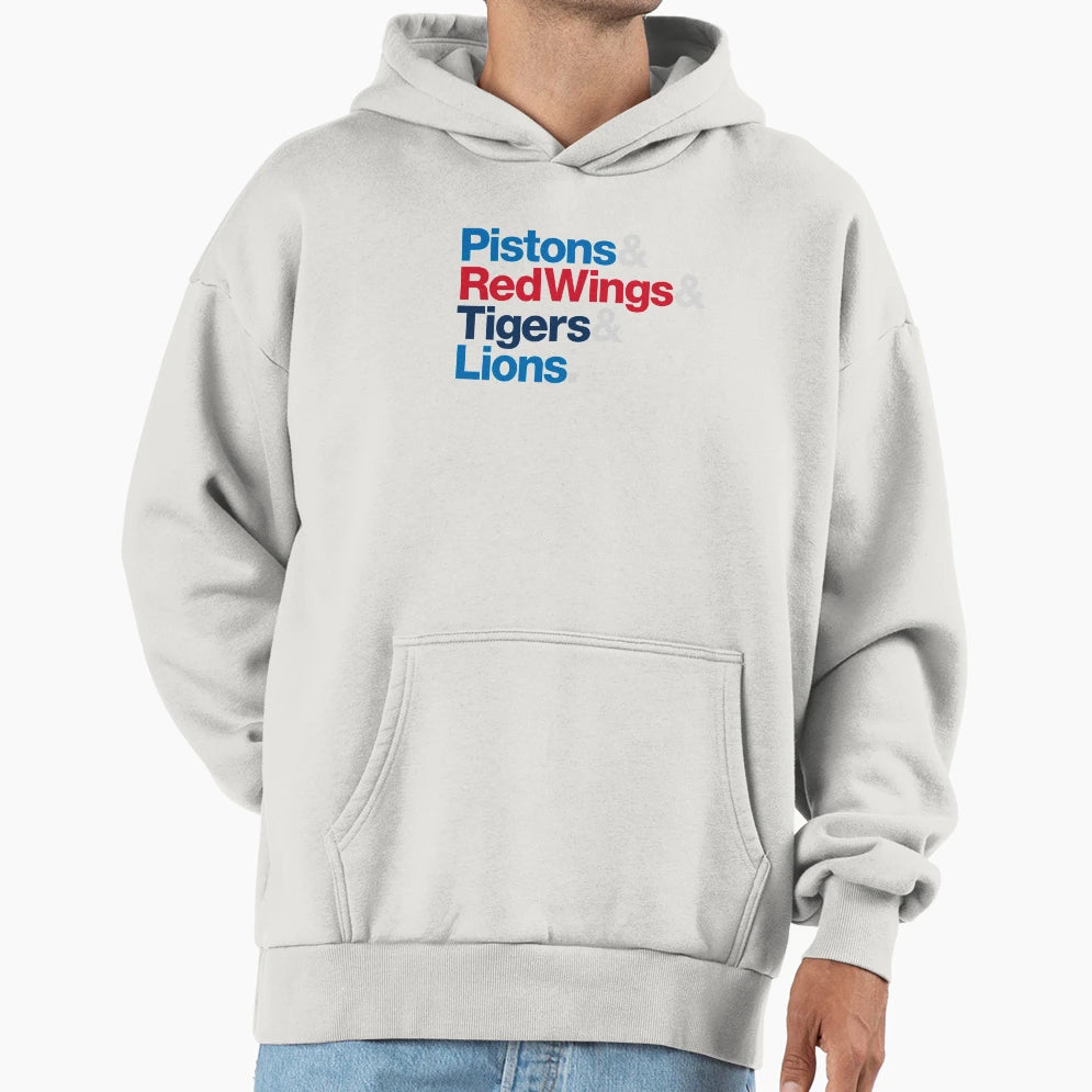 Detroit Sports Teams Hoodie - Minimalist Print Men Women - T-Shirt, Sweatshirt, Hoodie