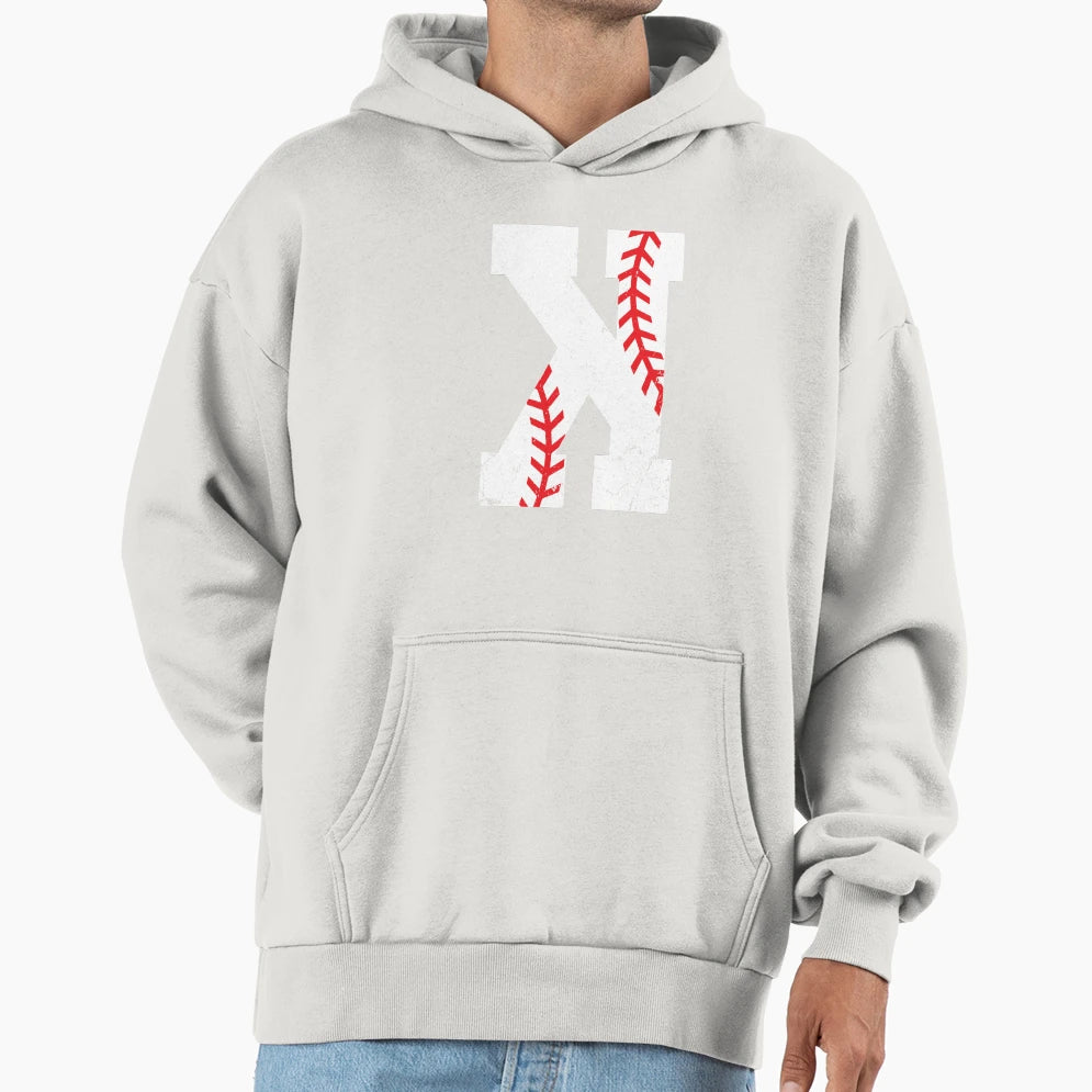 Baseball Pitcher Strikeout K Hoodie - Minimalist Print for Adults - T-Shirt, Sweatshirt, Hoodie
