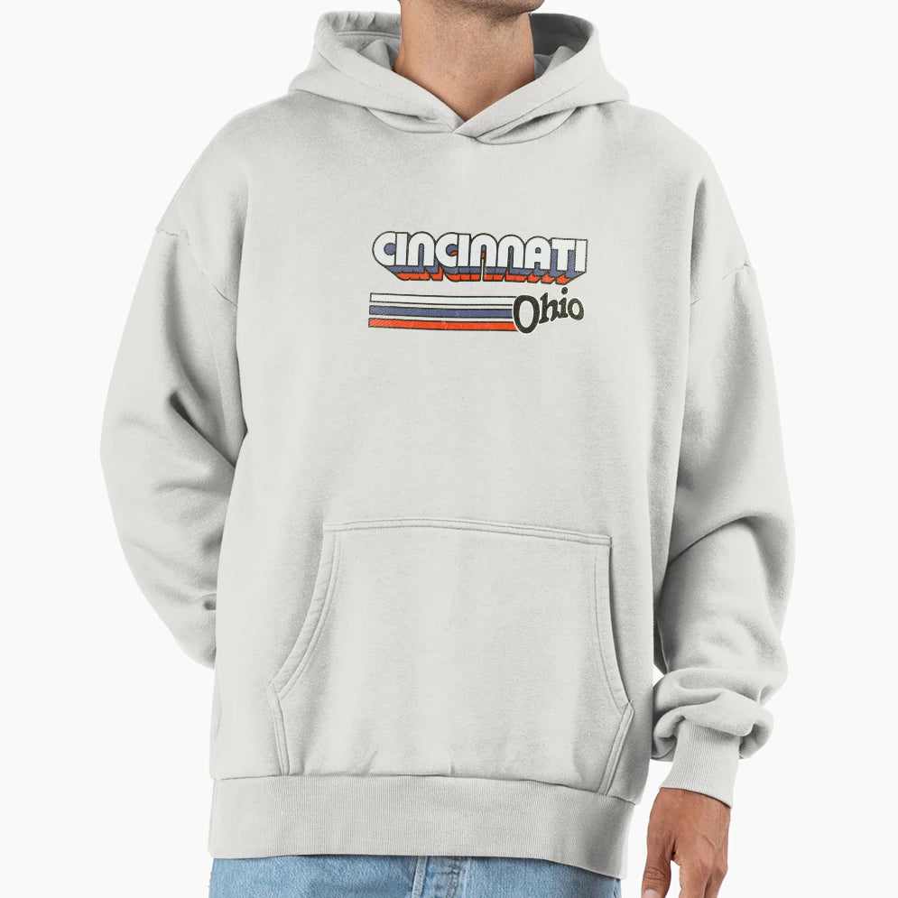 Cincinnati Oh City Stripes Hoodie - Novelty Apparel Men Women - T-Shirt, Sweatshirt, Hoodie