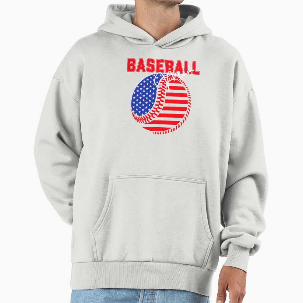 Red White Blue Baseball Mom Hoodie - Custom Art Print Men Women - T-Shirt, Sweatshirt, Hoodie
