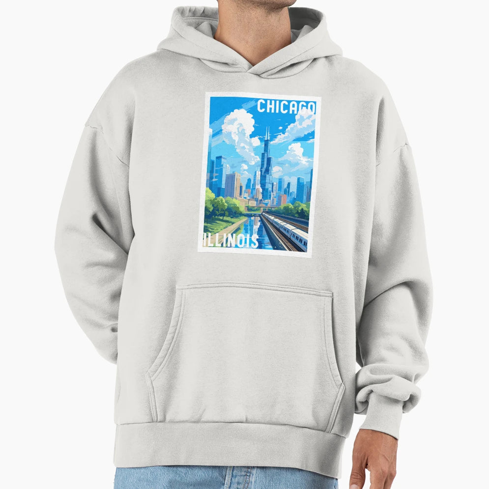 Chicago Illinois Usa Hoodie - Streetwear Style for Adults - T-Shirt, Sweatshirt, Hoodie