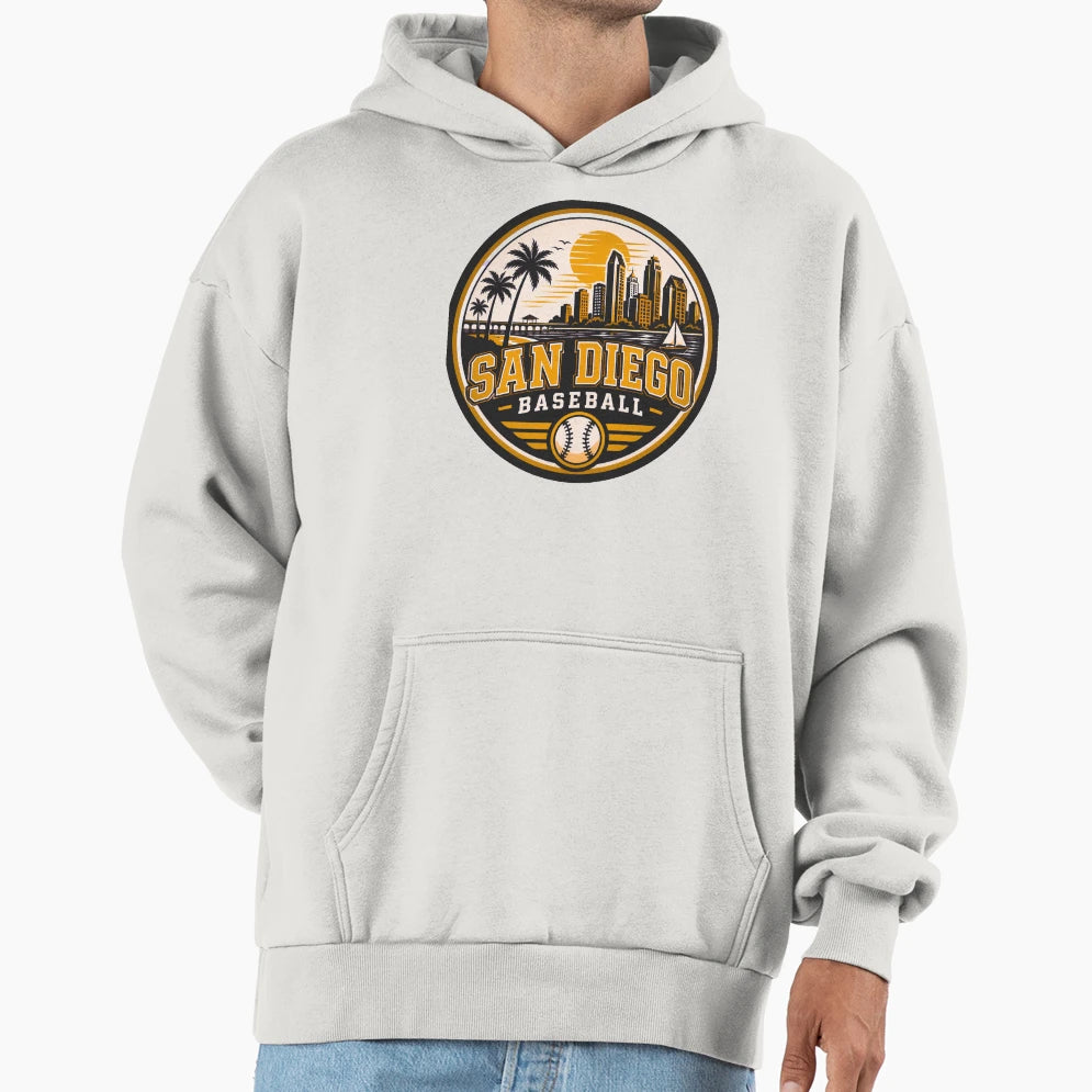 San Diego Sports Logo Coastal Baseball Hoodie - Fun Novelty Design Unisex - T-Shirt, Sweatshirt, Hoodie