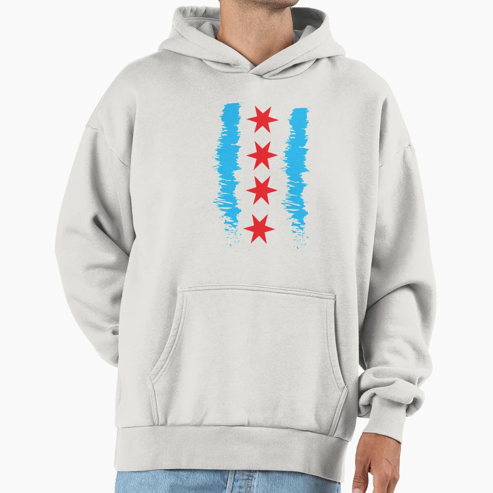 Chicago Flag Hoodie - Fun Novelty Design Men Women - T-Shirt, Sweatshirt, Hoodie