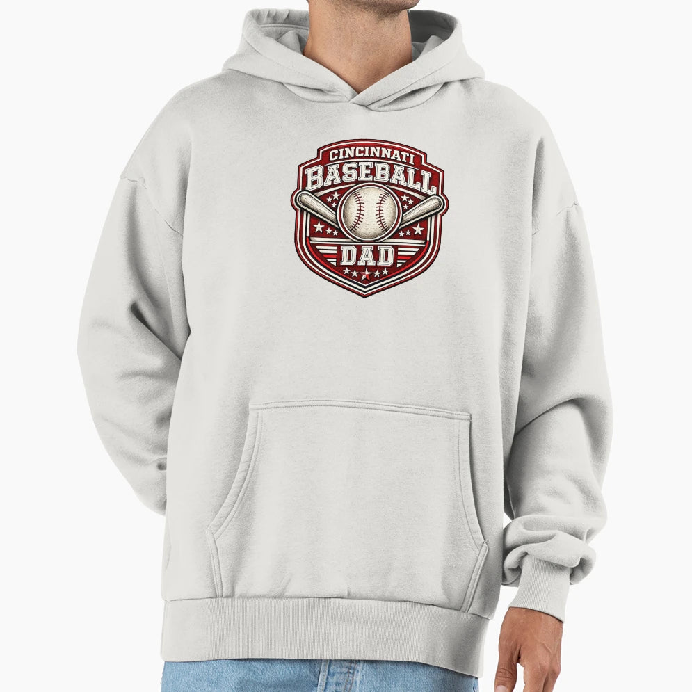 Cincinnati Baseball Dad Red Black T-Shirt - Custom Art Print for Adults - T-Shirt, Sweatshirt, Hoodie