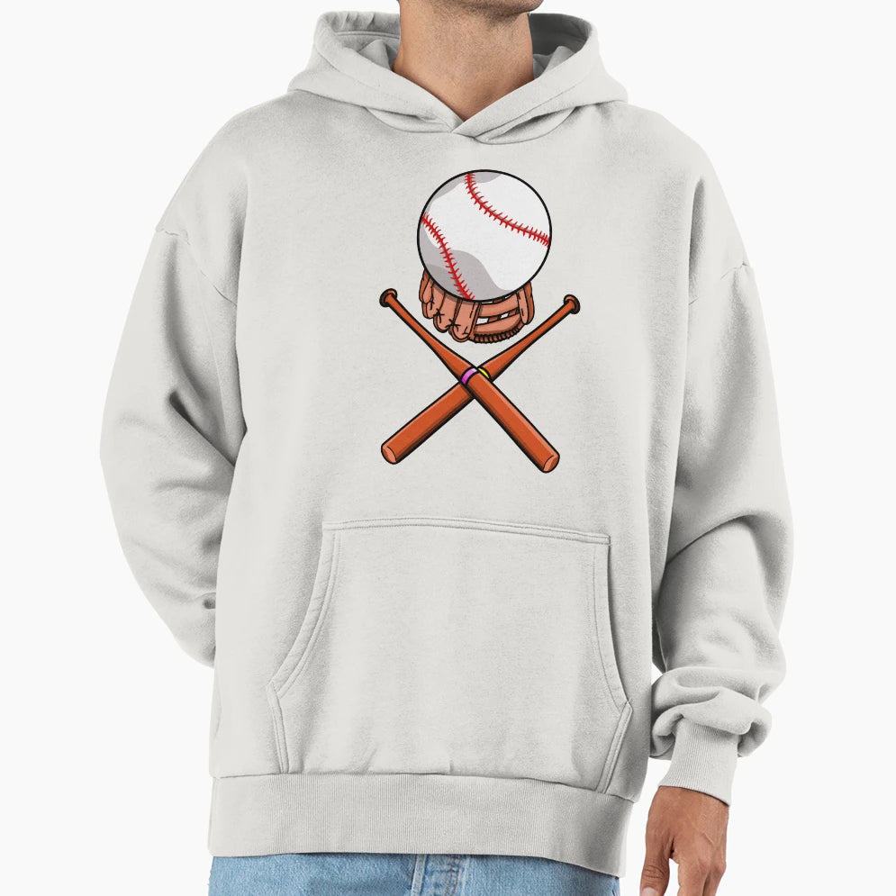 Baseball Pattern Hoodie - Novelty Apparel Unisex - T-Shirt, Sweatshirt, Hoodie