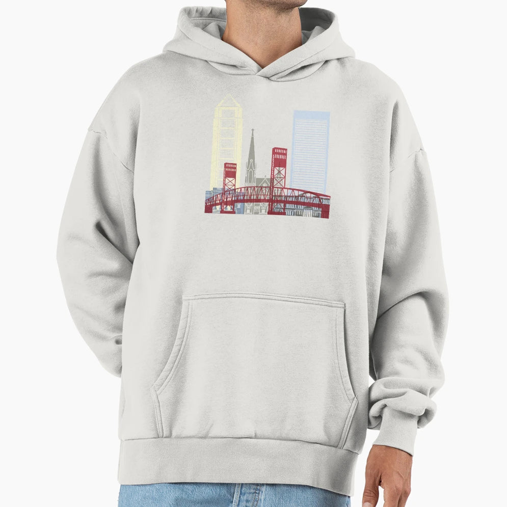 Jacksonville Skyline Hoodie - Unique Graphic Men Women - T-Shirt, Sweatshirt, Hoodie