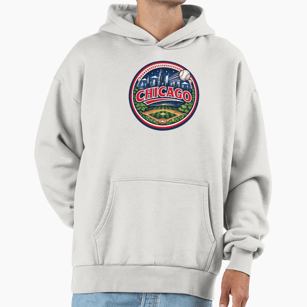 Chicago Baseball City Logo Skyline Hoodie - Aesthetic Graphic Men Women - T-Shirt, Sweatshirt, Hoodie