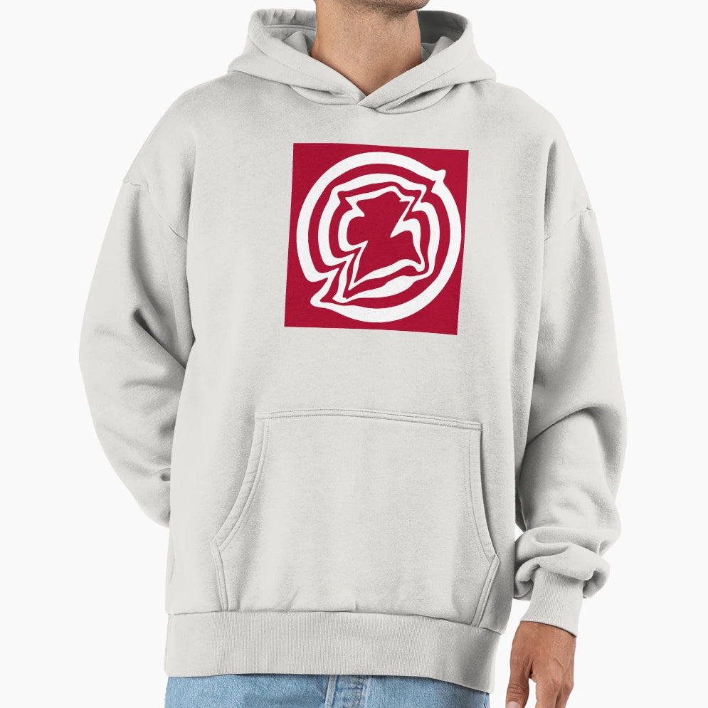 Three White Shapes Red Hoodie - Aesthetic Graphic Unisex - T-Shirt, Sweatshirt, Hoodie