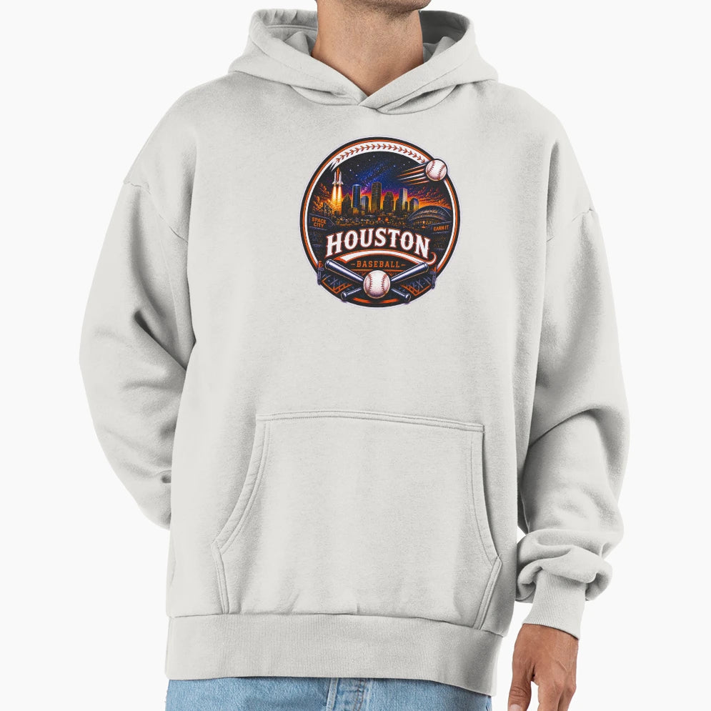 Houston Baseball Logo Space City Sports Hoodie - Minimalist Print Unisex - T-Shirt, Sweatshirt, Hoodie