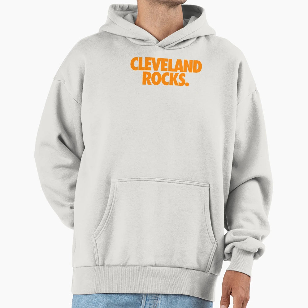 Cleveland Rocks Orange Hoodie - Unique Graphic for Adults - T-Shirt, Sweatshirt, Hoodie