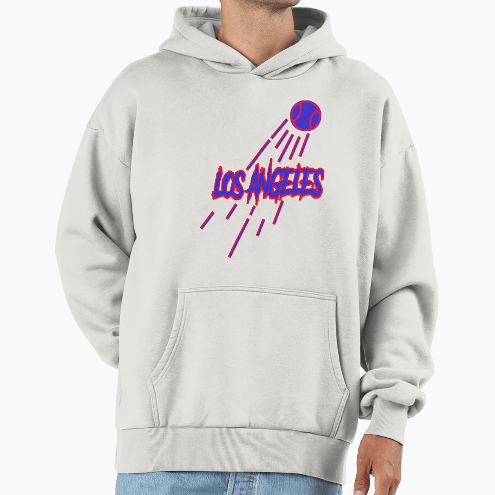 Los Angeles Baseball Red Blue Hoodie - Minimalist Print Unisex - T-Shirt, Sweatshirt, Hoodie