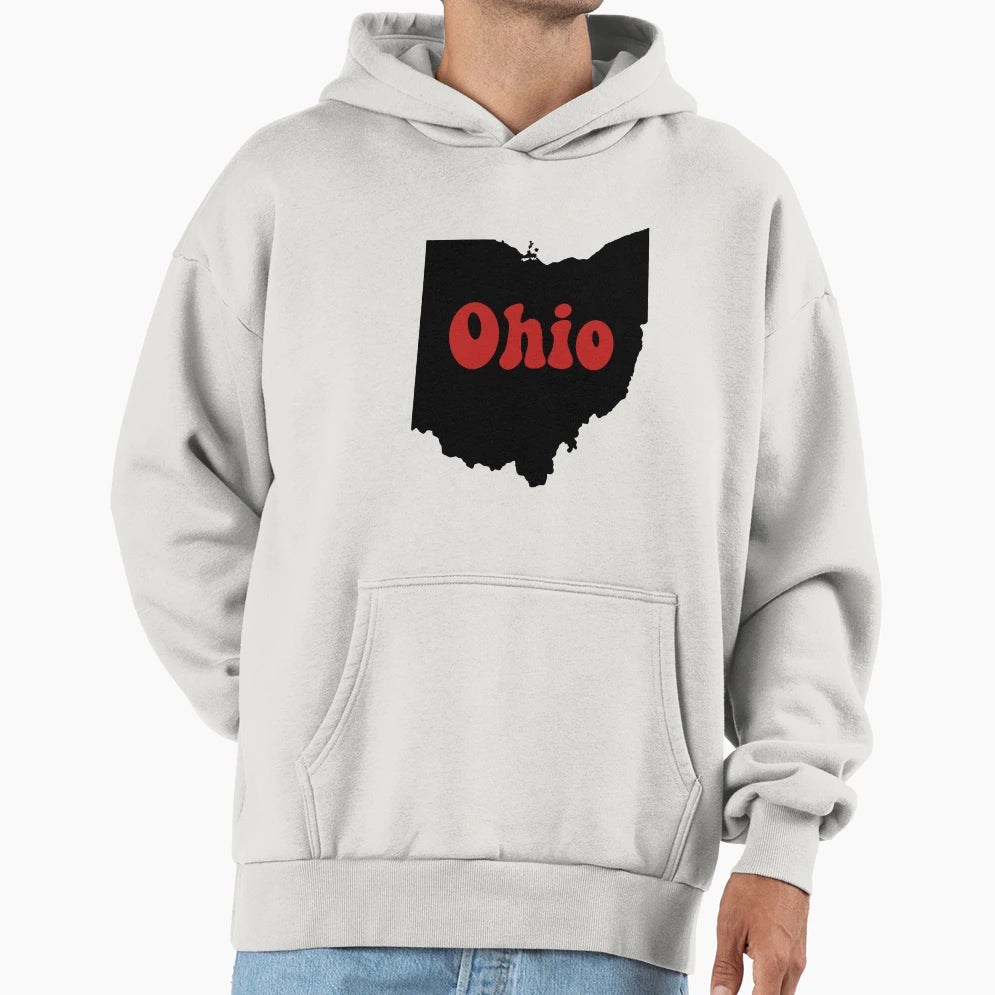 State Ohio Red Letters Hoodie - Unique Graphic for Adults - T-Shirt, Sweatshirt, Hoodie