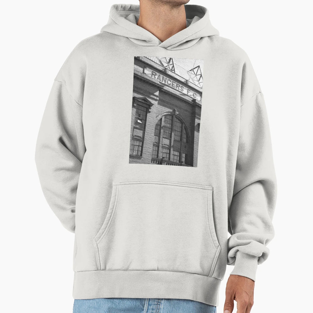Ibrox Black And White Hoodie - Novelty Apparel Men Women - T-Shirt, Sweatshirt, Hoodie