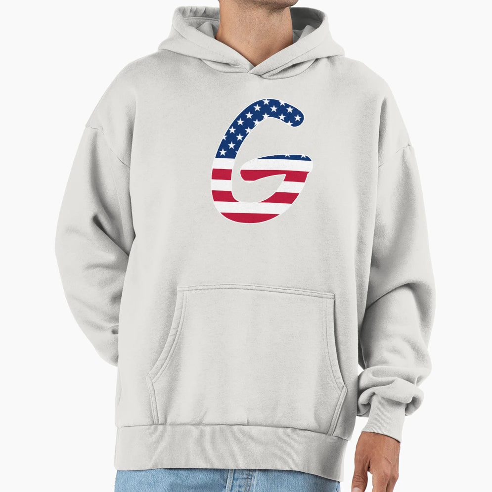 Letter G Capital Alphabet American Flag G Hoodie - Graphic Print Men Women - T-Shirt, Sweatshirt, Hoodie