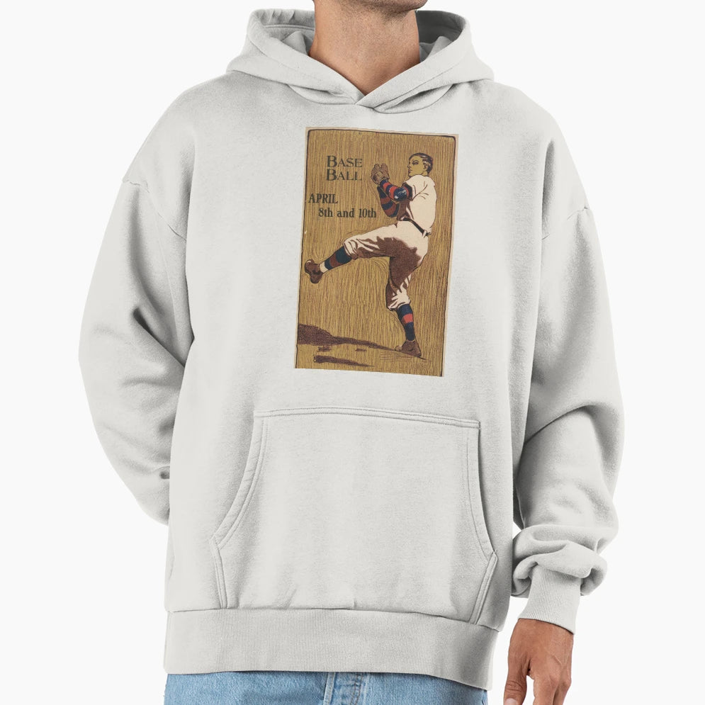 Baseball Pitcher Illustration 1905 Hoodie - Streetwear Style for Adults - T-Shirt, Sweatshirt, Hoodie