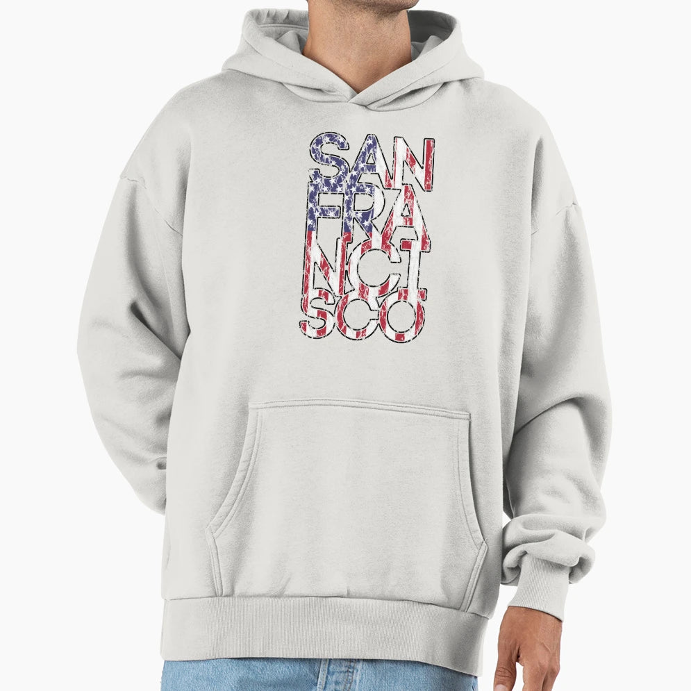 Us Flag City San Francisco Hoodie - Trendy Graphic Men Women - T-Shirt, Sweatshirt, Hoodie