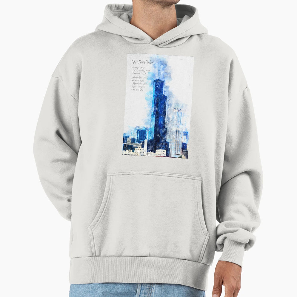 Sears Tower Chicago Usa Hoodie - Casual Everyday Wear Unisex - T-Shirt, Sweatshirt, Hoodie