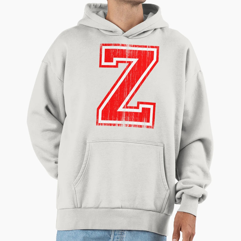 Big Red Letter Z Hoodie - Trendy Graphic for Adults - T-Shirt, Sweatshirt, Hoodie