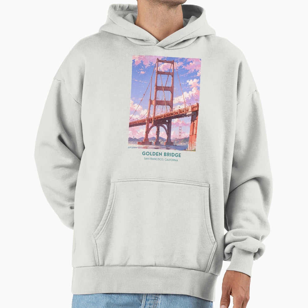 Golden Bridge San Francisco California Hoodie - Unique Graphic for Adults - T-Shirt, Sweatshirt, Hoodie