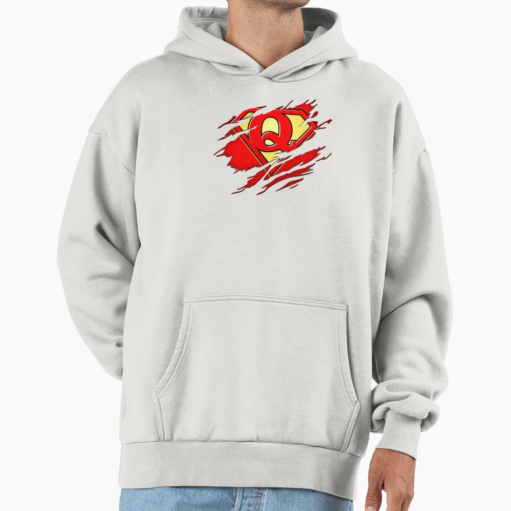 Letter Q Super Hero Name Birthday Back To Hoodie - Novelty Apparel Unisex - T-Shirt, Sweatshirt, Hoodie