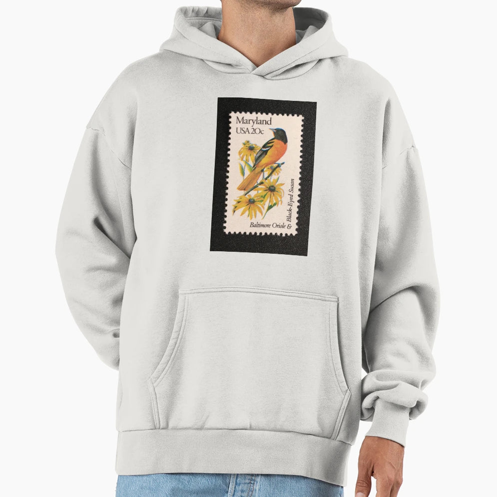 1982 20C Maryland State Bird Flower Postage Hoodie - Unique Graphic Unisex - T-Shirt, Sweatshirt, Hoodie