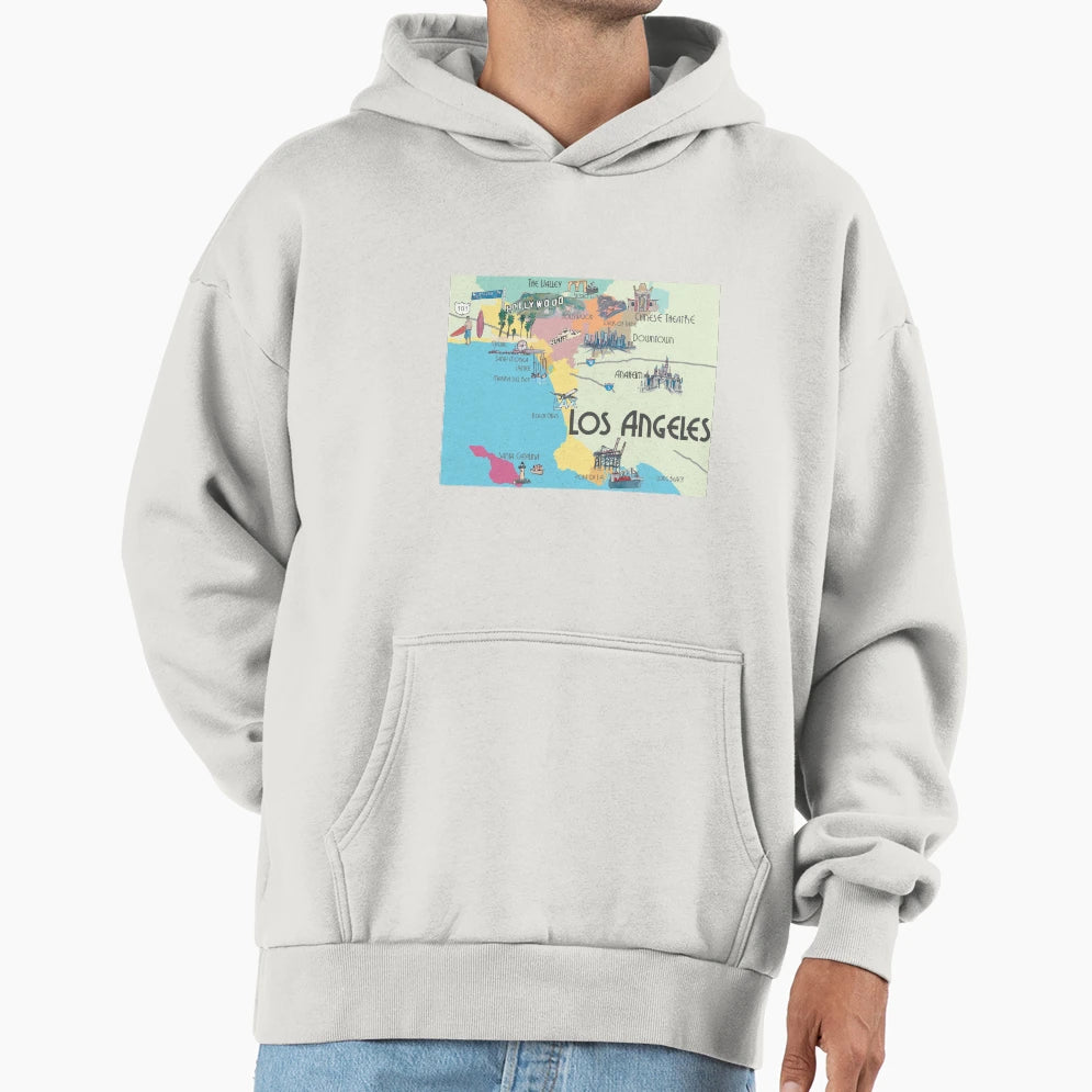 Los Angeles California Clean Iconic Hoodie - Custom Art Print Men Women - T-Shirt, Sweatshirt, Hoodie
