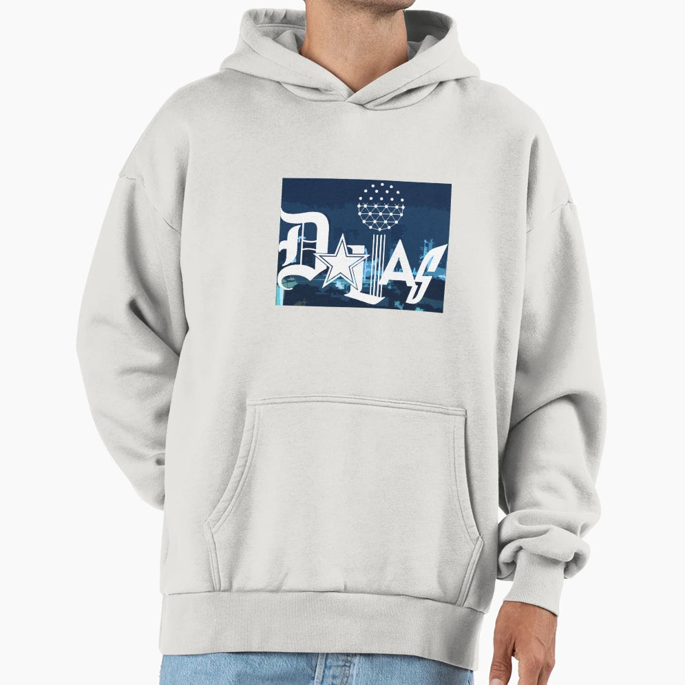 Dallas Logo Background Blue Hoodie - Aesthetic Graphic Unisex - T-Shirt, Sweatshirt, Hoodie