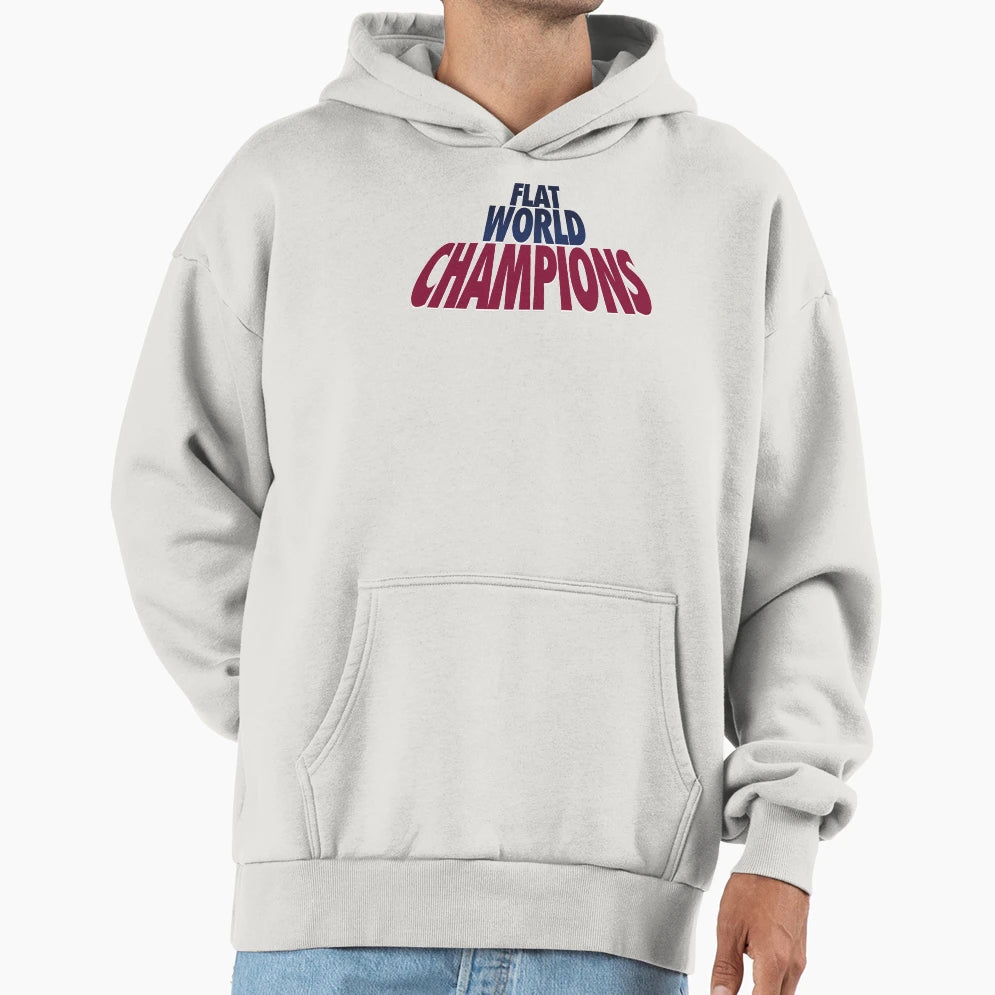 Flat World Champions Flat Blue Wine Hoodie - Trendy Graphic Unisex - T-Shirt, Sweatshirt, Hoodie