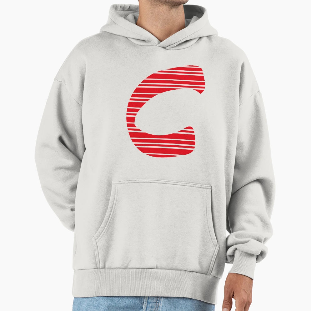 Monogram Letter Red Stripe Hoodie - Streetwear Style Men Women - T-Shirt, Sweatshirt, Hoodie