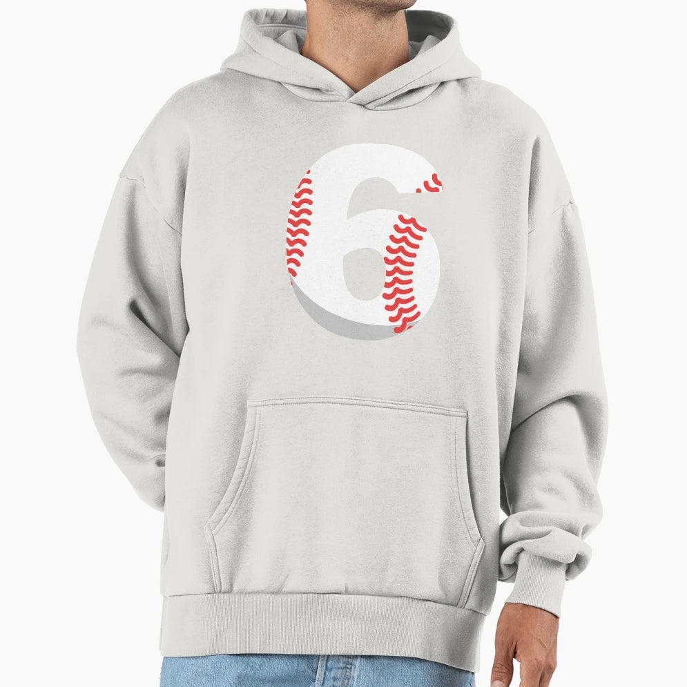 Number 6 Baseball 6 Hoodie - Fun Novelty Design Unisex - T-Shirt, Sweatshirt, Hoodie