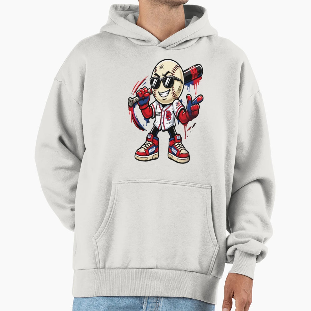 Red White Blue Baseball Rebel Hoodie - Novelty Apparel for Adults - T-Shirt, Sweatshirt, Hoodie