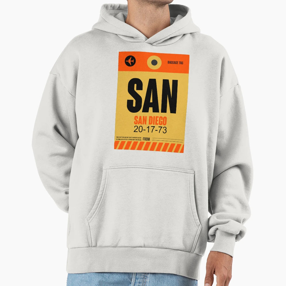 San Diego Luggage Tag 2 Hoodie - Streetwear Style for Adults - T-Shirt, Sweatshirt, Hoodie