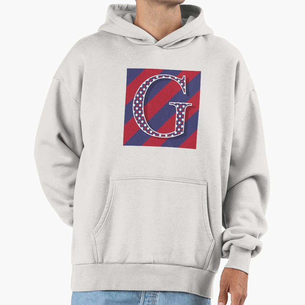 Letter G Americana Old Glory Red And Blue Hoodie - Custom Art Print Unisex - T-Shirt, Sweatshirt, Hoodie