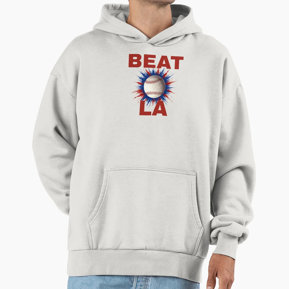 Beat La Usa Red Text Hoodie - Fun Novelty Design for Adults - T-Shirt, Sweatshirt, Hoodie