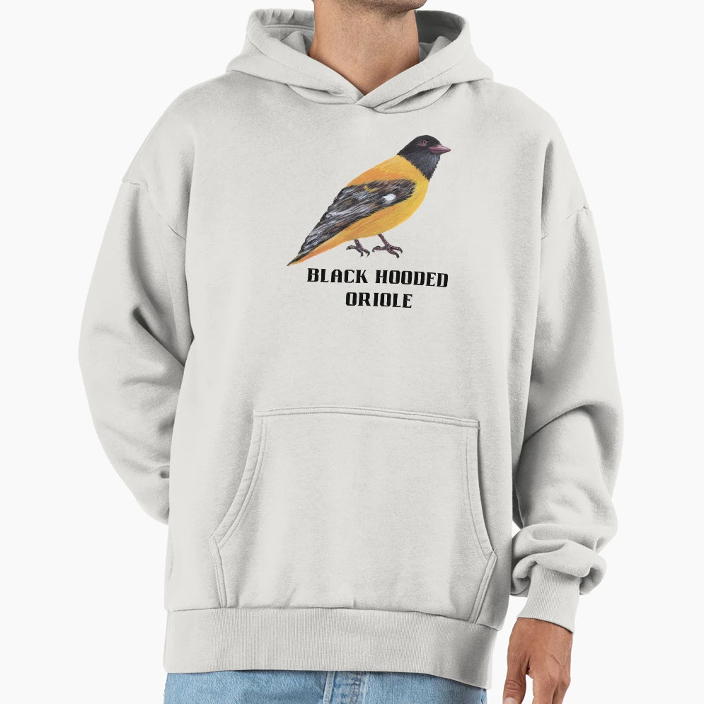 Black Hooded Oriole Hoodie - Minimalist Print for Adults - T-Shirt, Sweatshirt, Hoodie