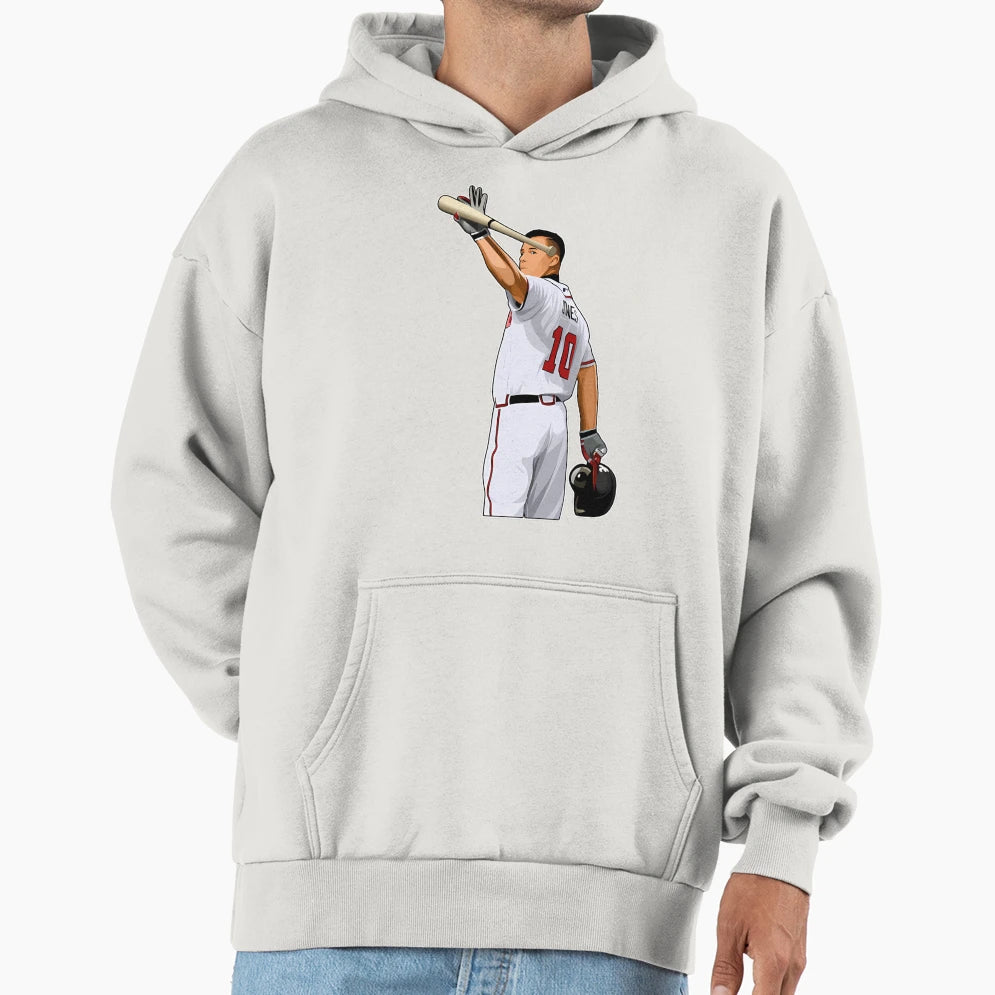 Chipper Jones 10 Waves To Crowds Hoodie - Novelty Apparel for Adults - T-Shirt, Sweatshirt, Hoodie