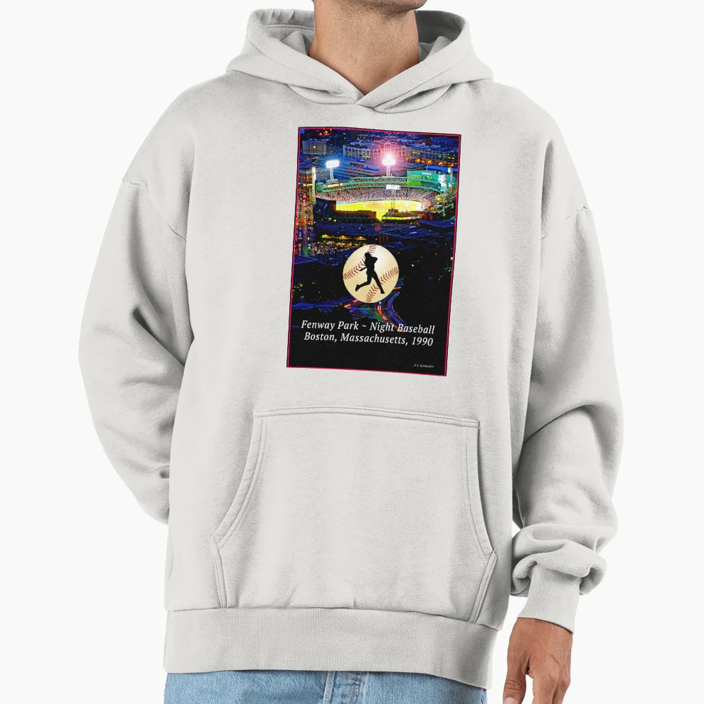 Fenway Park Night Baseball Boston Hoodie - Fun Novelty Design for Adults - T-Shirt, Sweatshirt, Hoodie