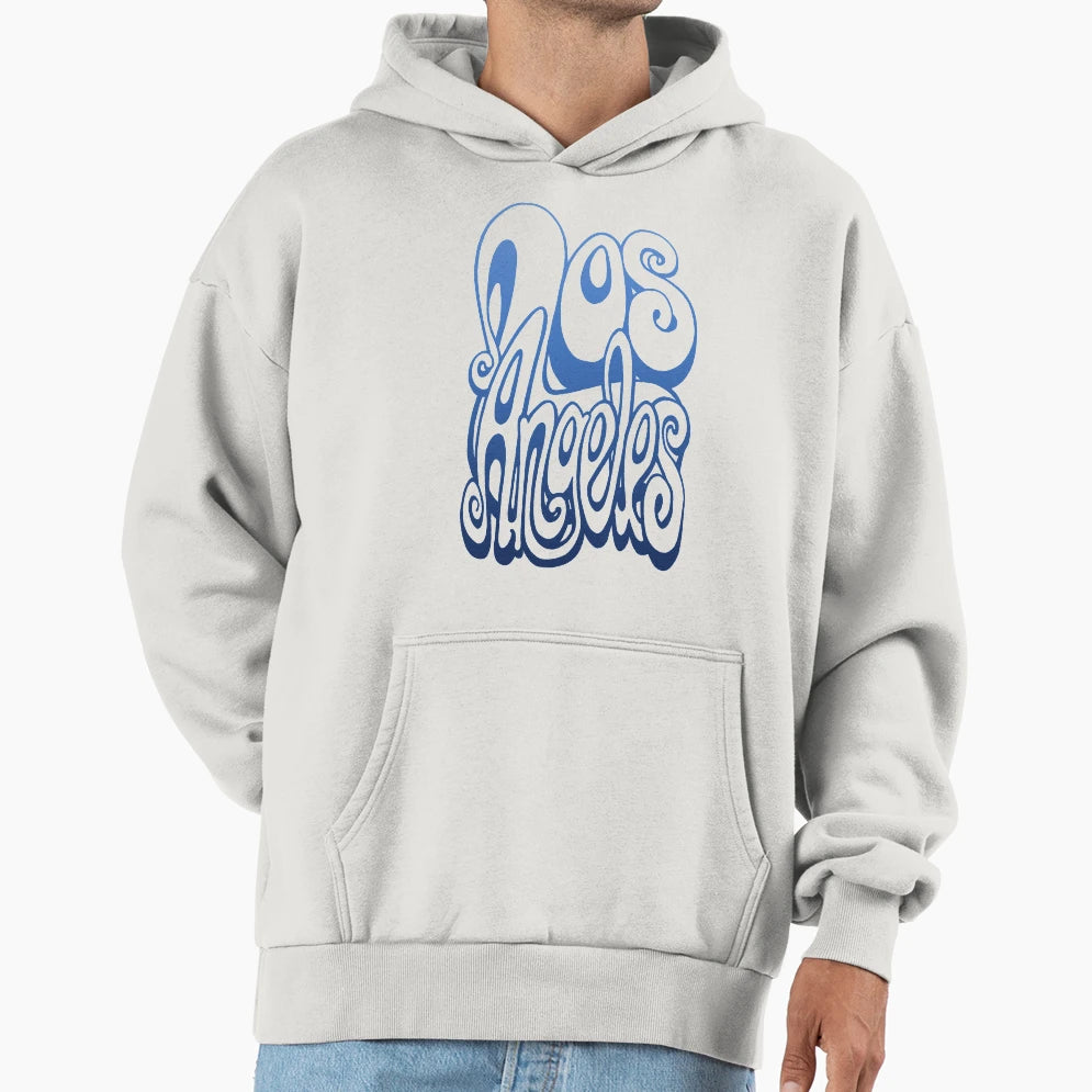 Los Angeles Lettering Art Blue Hoodie - Custom Art Print Unisex - T-Shirt, Sweatshirt, Hoodie