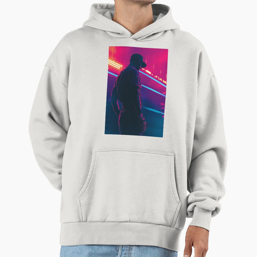 Monochrome Silhouette Baseball Player Hoodie - Novelty Apparel Unisex - T-Shirt, Sweatshirt, Hoodie