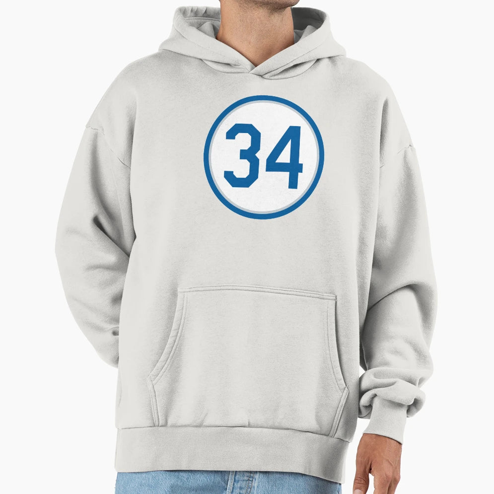 Fernando Valenzuela 34 Jersey Number Hoodie - Unique Graphic for Adults - T-Shirt, Sweatshirt, Hoodie