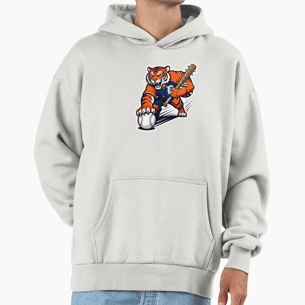 Aggressive Tiger Baseball Pitcher Hoodie - Custom Art Print for Adults - T-Shirt, Sweatshirt, Hoodie