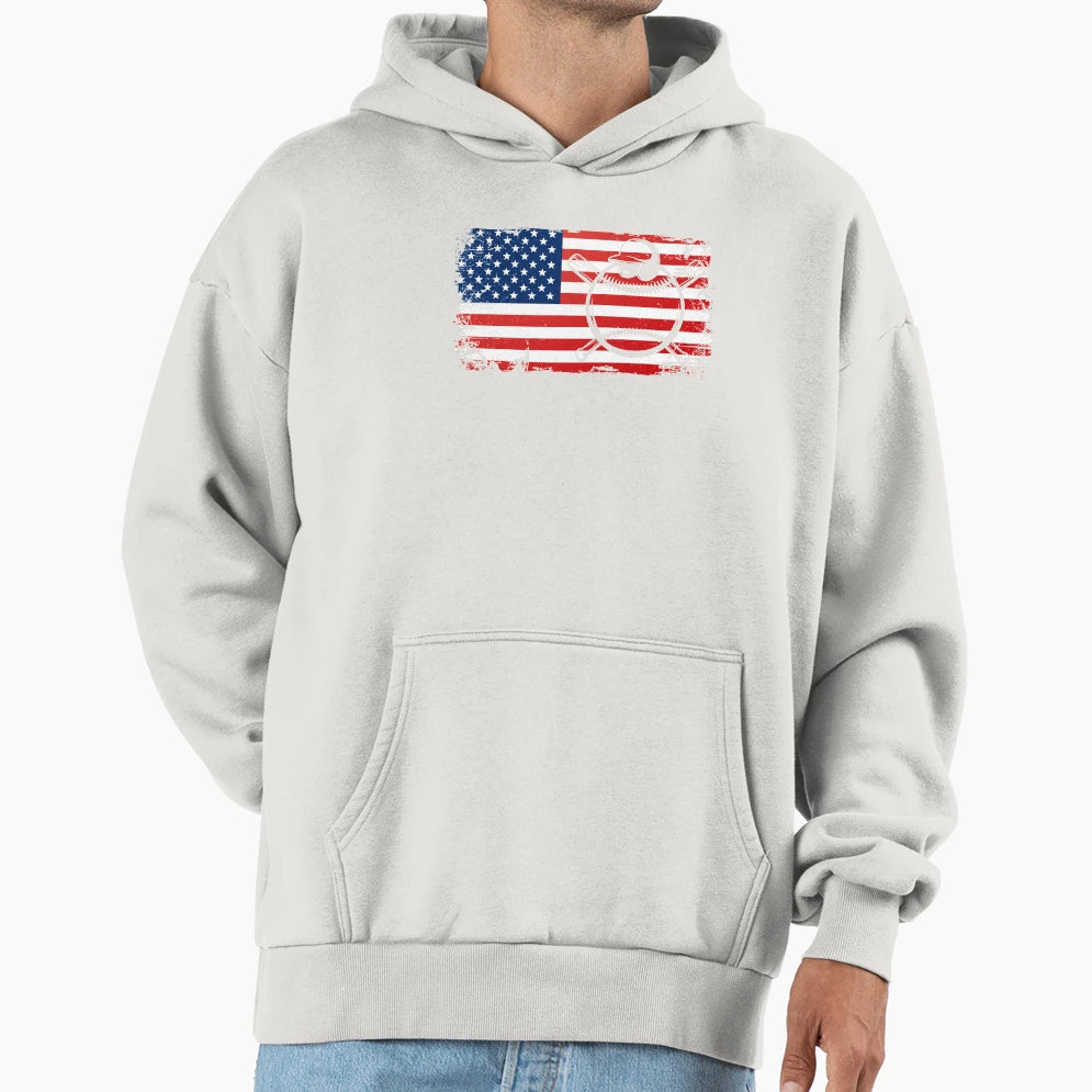 Baseball Fan Usa Flag America Ballpark Hoodie - Custom Art Print Men Women - T-Shirt, Sweatshirt, Hoodie