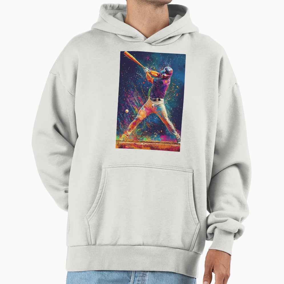 Abstract Depiction Baseball Player Hoodie - Graphic Print Men Women - T-Shirt, Sweatshirt, Hoodie