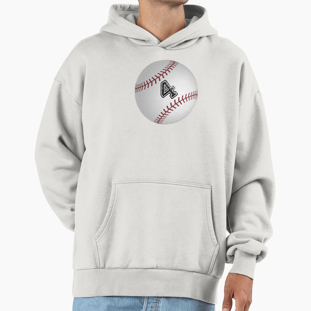 Baseball Ball Number 4 Four Hoodie - Fun Novelty Design Unisex - T-Shirt, Sweatshirt, Hoodie