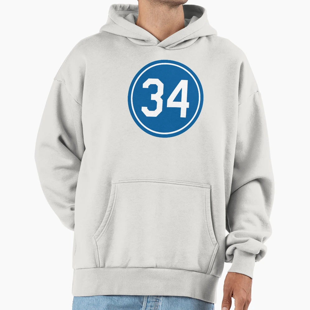 Fernando Valenzuela 34 Jersey Number Hoodie - Unique Graphic Unisex - T-Shirt, Sweatshirt, Hoodie