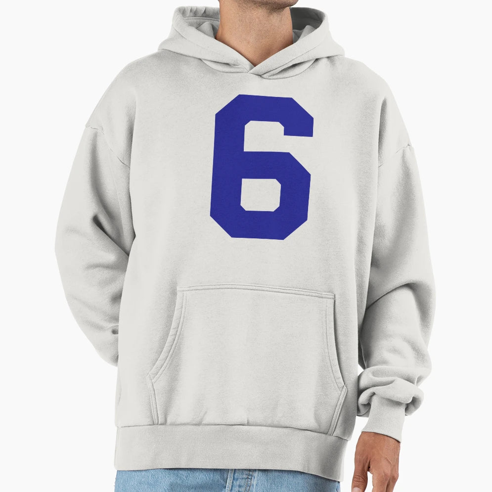 Number 6 Blue Six Sports Number Six Hoodie - Trendy Graphic for Adults - T-Shirt, Sweatshirt, Hoodie
