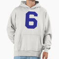 Number 6 Blue Six Sports Number Six Hoodie - Trendy Graphic for Adults - T-Shirt, Sweatshirt, Hoodie